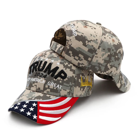 Trump 2024 Hat-  Army Camo Trump 2024 'Keep America Great' Embroidered Cap