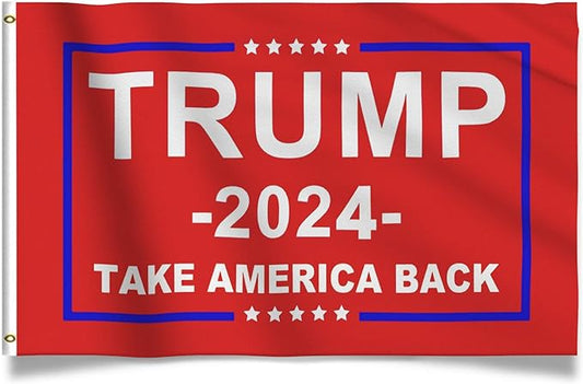 TRUMP Flag- "TRUMP 2024 TAKE AMERICA BACK" RED EDITION